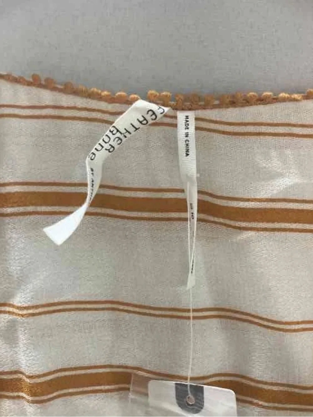 Anthropologie Cream and Tan Striped Lace-Up Peplum Blouse feather and bone boho